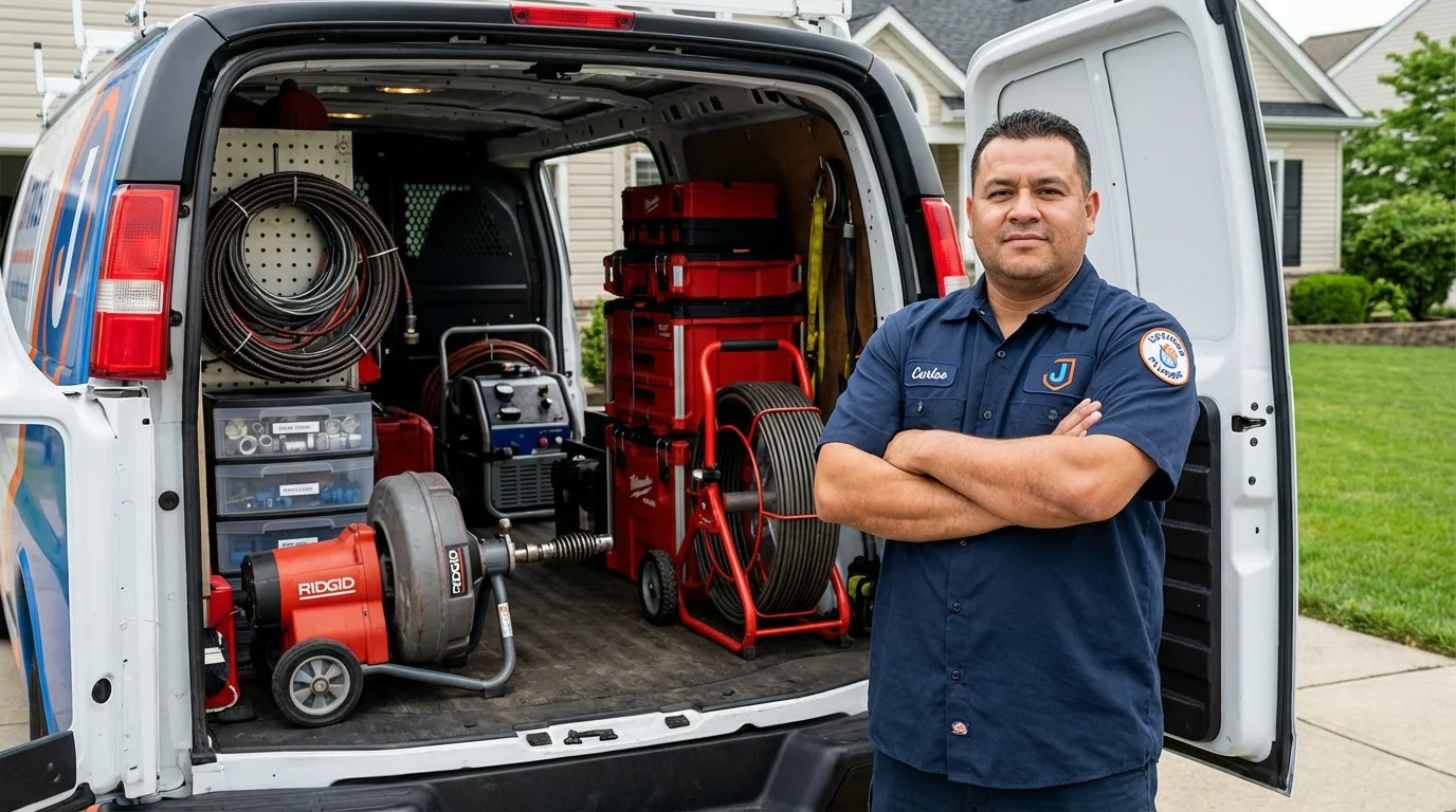 Professional drain cleaning equipment and Johns Plumbing LLC plumber in South Pekin