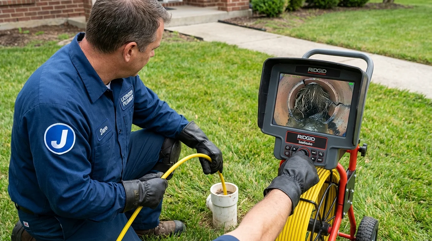 Sewer camera inspection being performed by Johns Plumbing LLC in South Pekin