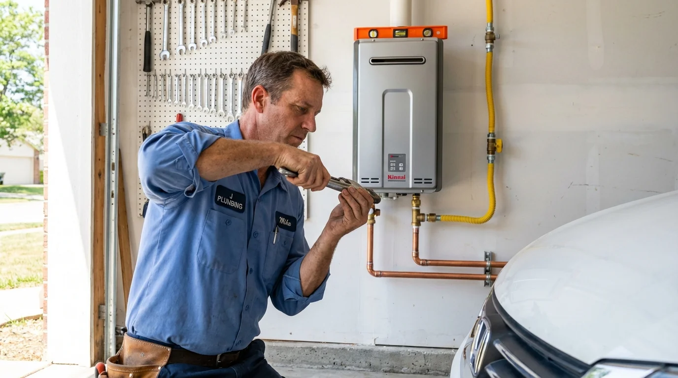 Tankless water heater installation by a Johns Plumbing LLC plumber in South Pekin